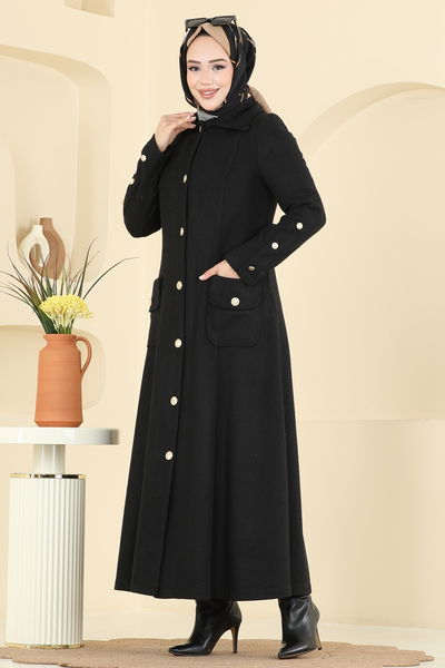 T.R.T. - A Kesim Kaşe Pardesü 1983TRT545-MS Siyah - 416548