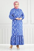 MRV O.Z.R. - À Motifs Ceinturée Viscose Robe Numéro de pièce 821OZR1047-M Indigo