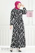 À Motifs Ceinturée Viscose Robe Numéro de pièce 821OZR1047-M Noir - Thumbnail