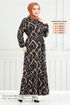 À Motifs Ceinturée Viscose Robe Numéro de pièce 821OZR1047-M Taba & Noir - Thumbnail