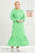 À Motifs Ceinturée Viscose Robe Numéro de pièce 821OZR1047-M Vert - Thumbnail