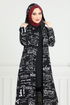 À Motifs Trois Hijab Combiner Numéro de pièce 4012BGS895-M Noir - Thumbnail