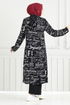 À Motifs Trois Hijab Combiner Numéro de pièce 4012BGS895-M Noir - Thumbnail