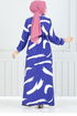 À Motifs Viscose Robe 800 OZR1047-L Poires - Thumbnail