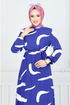 À Motifs Viscose Robe 800 OZR1047-L Poires - Thumbnail