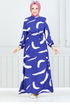À Motifs Viscose Robe 800 OZR1047-L Poires - Thumbnail