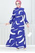 À Motifs Viscose Robe 800 OZR1047-L Poires - Thumbnail