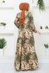 À Motifs Viscose Robe Numéro de pièce 2351BGS895-M Kaki - Thumbnail