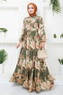 À Motifs Viscose Robe Numéro de pièce 2351BGS895-M Kaki - Thumbnail