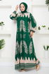 À Motifs Viscose Robe Numéro de pièce 2353BGS895-M Émeraude - Thumbnail