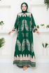 À Motifs Viscose Robe Numéro de pièce 2353BGS895-M Émeraude - Thumbnail