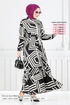 À Motifs Viscose Robe Numéro de pièce 811OZR1047-M Vision et Noir - Thumbnail