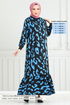 À Motifs Viscose Robe Numéro de pièce 820OZR1047-M Indigo - Thumbnail