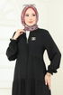 عباءة أسود 1207DLB1088-MS - Thumbnail