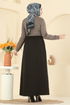 Abaya 2017FON792-MS Brown & Black - Thumbnail