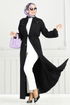عباءة أسود 23024UKB139-MS - Thumbnail