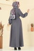 عباءة رمادي غامق 2726SL432-MS - Thumbnail