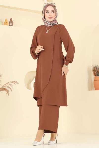 D.V.L. - Aksesuar Düğmeli Aerobin Takım 448DVL817-MS Taba