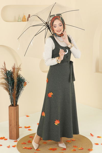 U.K.B. - Aksesuar Düğmeli Balıksırtı Jile 24001UKB139-MS Haki - 393403