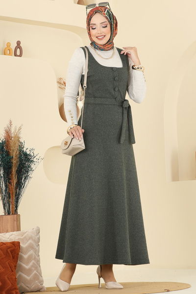 U.K.B. - Aksesuar Düğmeli Balıksırtı Jile 24001UKB139-MS Haki - 393404