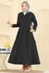 Aksesuar Düğmeli Dabıl Elbise 2746SL432-MS Siyah - Thumbnail