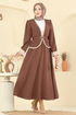 Aksesuar Düğmeli Etekli Takım 7452MP806-MS Kahve - Thumbnail