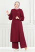 Aksesuar Düğmeli Tesettür Takım 2664SL890-M Bordo - Thumbnail