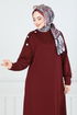 Aksesuar Düğmeli Tesettür Tunik 2695AYD574-MS Bordo - Thumbnail
