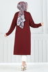 Aksesuar Düğmeli Tesettür Tunik 2695AYD574-MS Bordo - Thumbnail