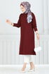 Aksesuar Düğmeli Tesettür Tunik 2695AYD574-MS Bordo - Thumbnail