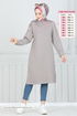 Aksesuar Düğmeli Tesettür Tunik 2695AYD574-MS Gri - Thumbnail