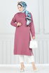 Aksesuar Düğmeli Tesettür Tunik 2695AYD574-MS Gül Kurusu - Thumbnail