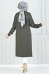 Aksesuar Düğmeli Tesettür Tunik 2695AYD574-MS Haki - Thumbnail