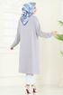 Aksesuar Fermuarlı Tesettür Tunik 2700AYD574-MS Gri - Thumbnail