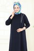 Aksesuar Fermuarlı Tesettür Tunik 2700AYD574-MS Laci - Thumbnail