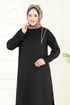 Aksesuar Fermuarlı Tesettür Tunik 2700AYD574-MS Siyah - Thumbnail