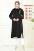 Aksesuar Fermuarlı Tesettür Tunik 2700AYD574-MS Siyah - Thumbnail