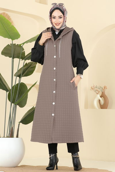 T.R.T. - Aksesuar Zincirli Kapitone Yelek 1979TRT545-MS Koyu Vizyon - 403464