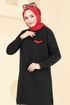 Aksesur Cepli Tesettür Tunik 799OZN1046-MS Siyah - Thumbnail