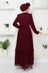 Arch Chiffon Abendkleid 5621END900-M Bordeaux - Thumbnail