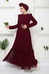 Arch Chiffon Abendkleid 5621END900-M Bordeaux - Thumbnail