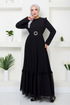 Arch Chiffon Abendkleid 5621END900-M Schwarz - Thumbnail