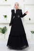 Arch Chiffon Abendkleid 5621END900-M Schwarz - Thumbnail