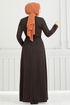 Arch Fischgräten Kleid 22033UKB929-M Kaffee - Thumbnail