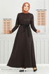 Arch Fischgräten Kleid 22033UKB929-M Kaffee - Thumbnail