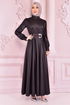 Arch Satin Kleid Schwarz ASM2464 - Thumbnail