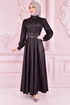 Arch Satin Kleid Schwarz ASM2464 - Thumbnail