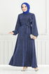 Argenté Hijab Robe de soirée 5657END900-L Indigo - Thumbnail