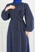 Argenté Hijab Robe de soirée 5657END900-L Indigo - Thumbnail