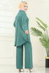 Arkadan Fermuarlı Tesettür Takım 2717SL432-MS Koyu Mint - Thumbnail